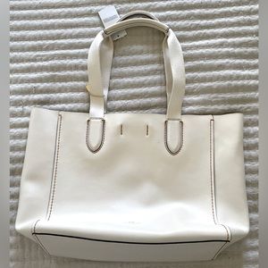 Ivory leather Coach shopper tote.